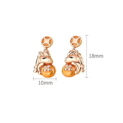 Buddha Stones 925 Sterling Silver Year Of The Horse Coins Design Blessing Necklace Pendant