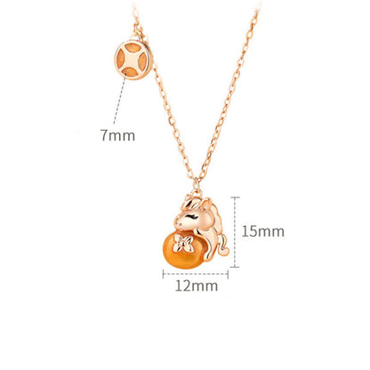 Buddha Stones 925 Sterling Silver Year Of The Horse Coins Design Blessing Necklace Pendant