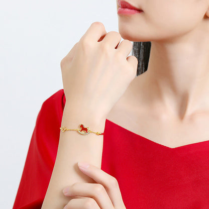 Buddha Stones 925 Sterling Silver Red String Red Agate Year Of The Horse Connection Bracelet