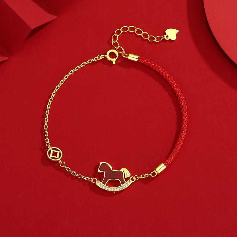 Buddha Stones 925 Sterling Silver Red String Red Agate Year Of The Horse Connection Bracelet