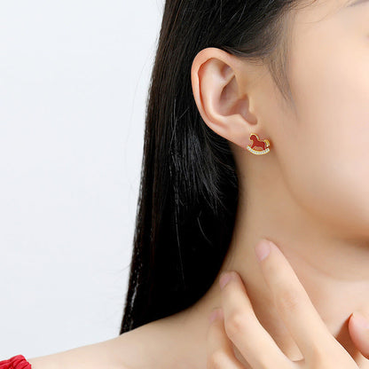 Buddha Stones 925 Sterling Silver Year Chinese Zodiac Of The Horse Red Agate Calm Necklace Pendant