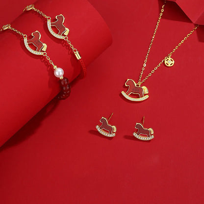 Buddha Stones 925 Sterling Silver Year Chinese Zodiac Of The Horse Red Agate Calm Necklace Pendant