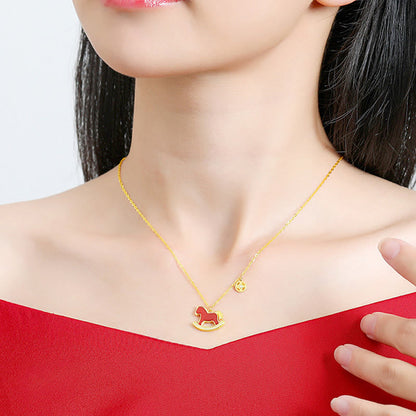 Buddha Stones 925 Sterling Silver Year Chinese Zodiac Of The Horse Red Agate Calm Necklace Pendant