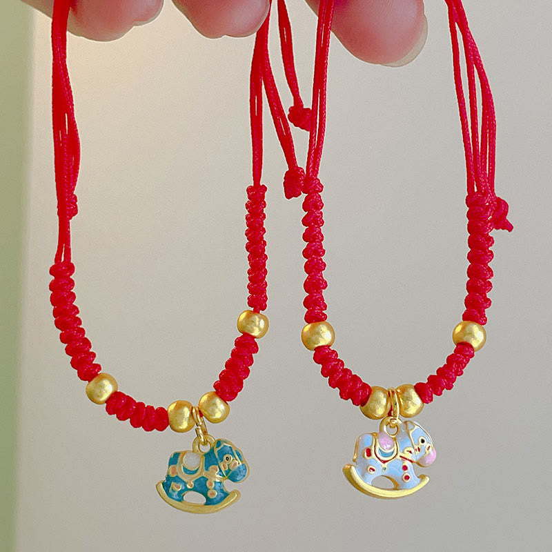 Buddha Stones Chinese Zodiac Year Of The Horse Red String Copper Luck Bracelet