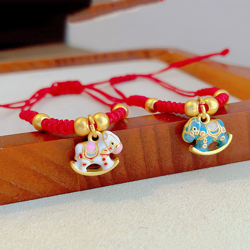 Buddha Stones Chinese Zodiac Year Of The Horse Red String Copper Luck Bracelet