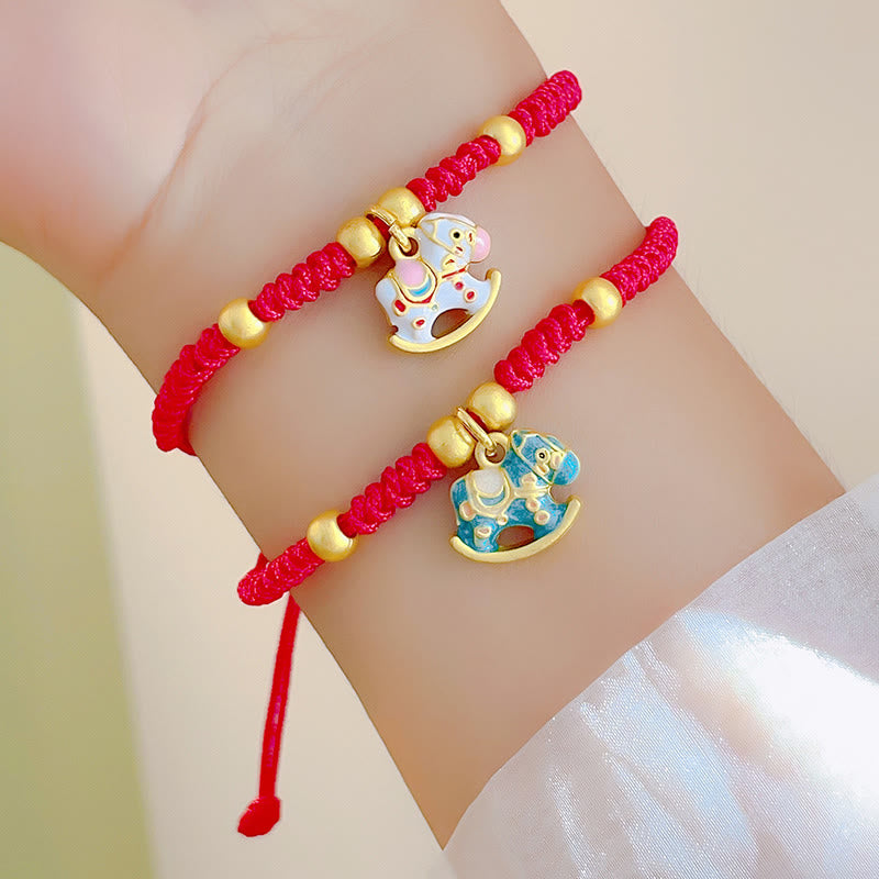 Buddha Stones Chinese Zodiac Year Of The Horse Red String Copper Luck Bracelet