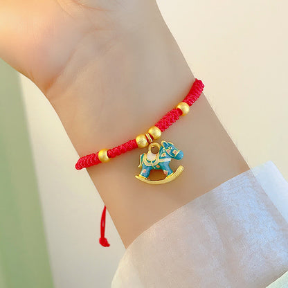 Buddha Stones Chinese Zodiac Year Of The Horse Red String Copper Luck Bracelet