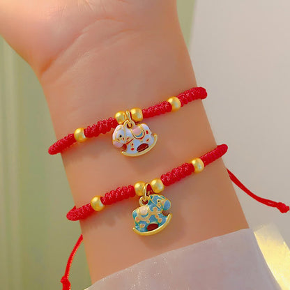 Buddha Stones Chinese Zodiac Year Of The Horse Red String Copper Luck Bracelet