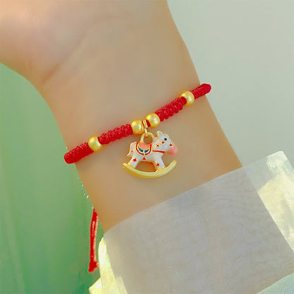 Buddha Stones Chinese Zodiac Year Of The Horse Red String Copper Luck Bracelet