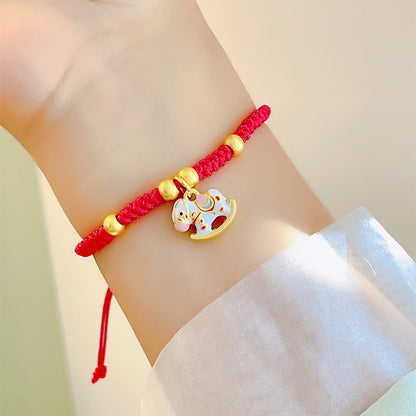 Buddha Stones Small Year Of The Horse Red String Copper Luck Adjustable Bracelet