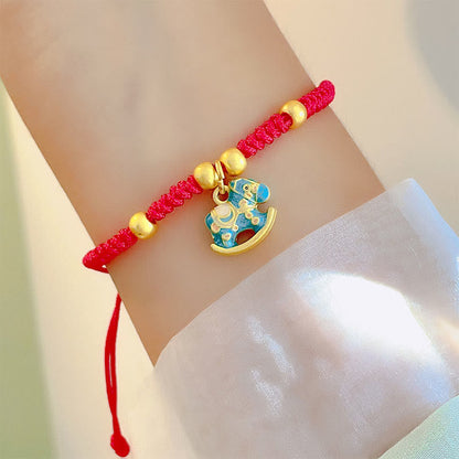 Buddha Stones Small Year Of The Horse Red String Copper Luck Adjustable Bracelet