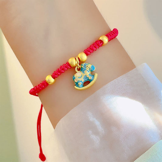 Buddha Stones Small Year Of The Horse Red String Copper Luck Adjustable Bracelet