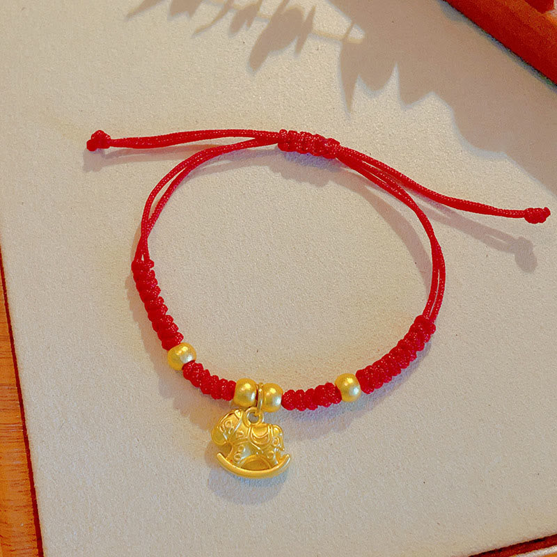Buddha Stones Golden Year Of The Horse Red String Copper Strength Braided Bracelet