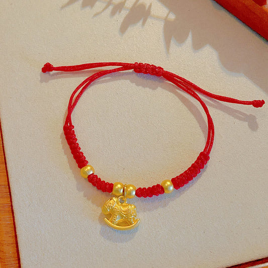 Buddha Stones Golden Year Of The Horse Red String Copper Strength Braided Bracelet