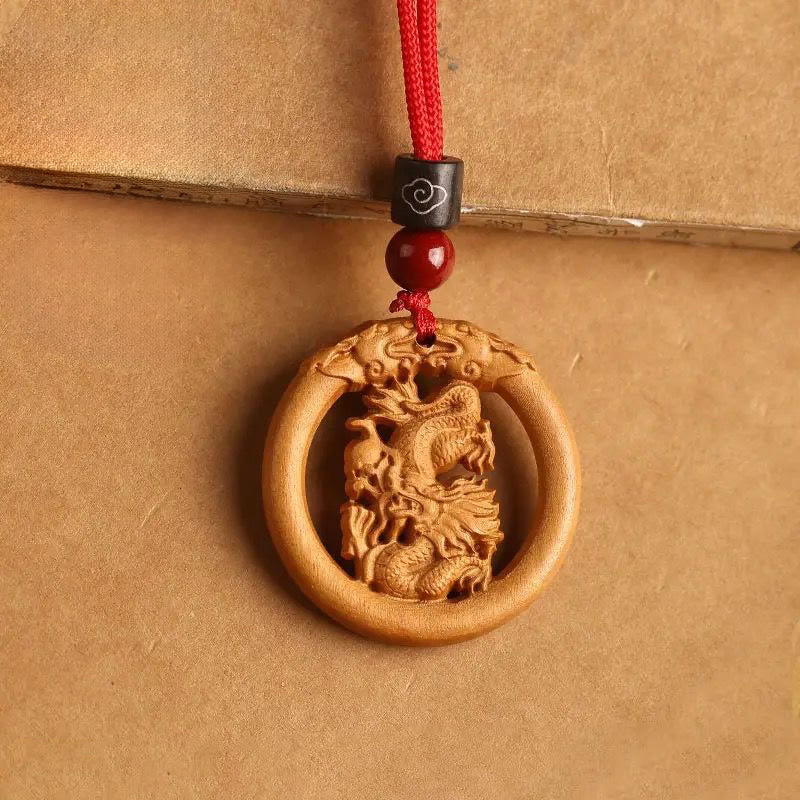 Buddha Stones Peach Wood  Chinese Zodiac Year Of The Horse  Ward Off Evil Spirits Necklace Pendants