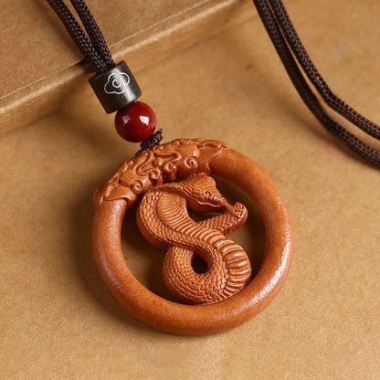 Buddha Stones Peach Wood  Chinese Zodiac Year Of The Horse  Ward Off Evil Spirits Necklace Pendants