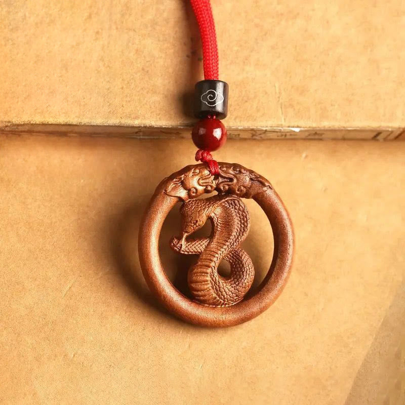 Buddha Stones Peach Wood  Chinese Zodiac Year Of The Horse  Ward Off Evil Spirits Necklace Pendants