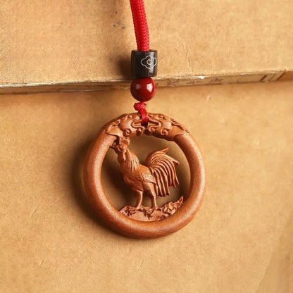 Buddha Stones Peach Wood  Chinese Zodiac Year Of The Horse  Ward Off Evil Spirits Necklace Pendants