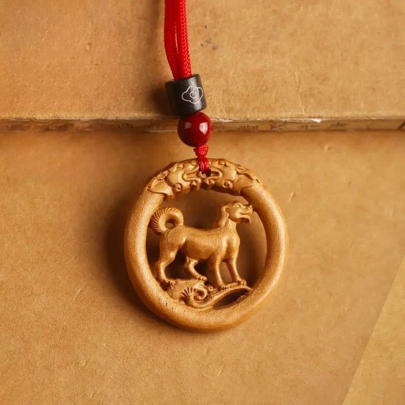 Buddha Stones Peach Wood  Chinese Zodiac Year Of The Horse  Ward Off Evil Spirits Necklace Pendants