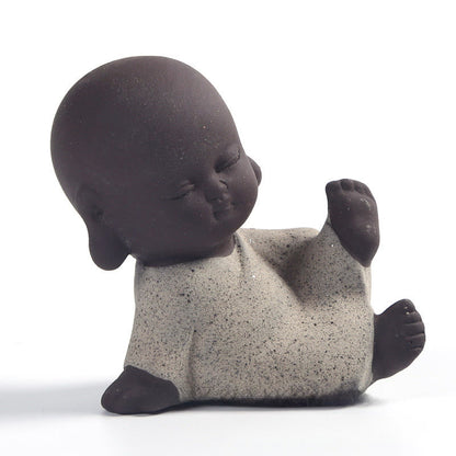 Buddha Stones Tathagata Buddha Symbol Design Purple Clay Serenity Desk Decoration