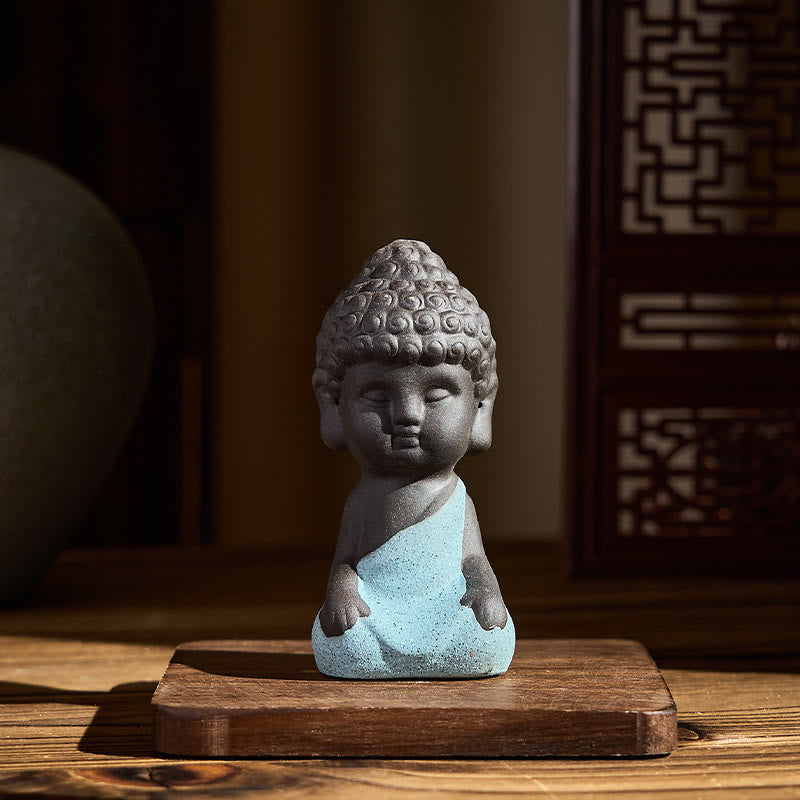 Buddha Stones Tathagata Buddha Symbol Design Purple Clay Serenity Desk Decoration