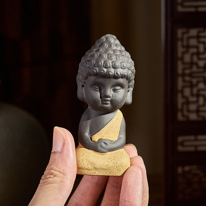 Buddha Stones Tathagata Buddha Symbol Design Purple Clay Serenity Desk Decoration
