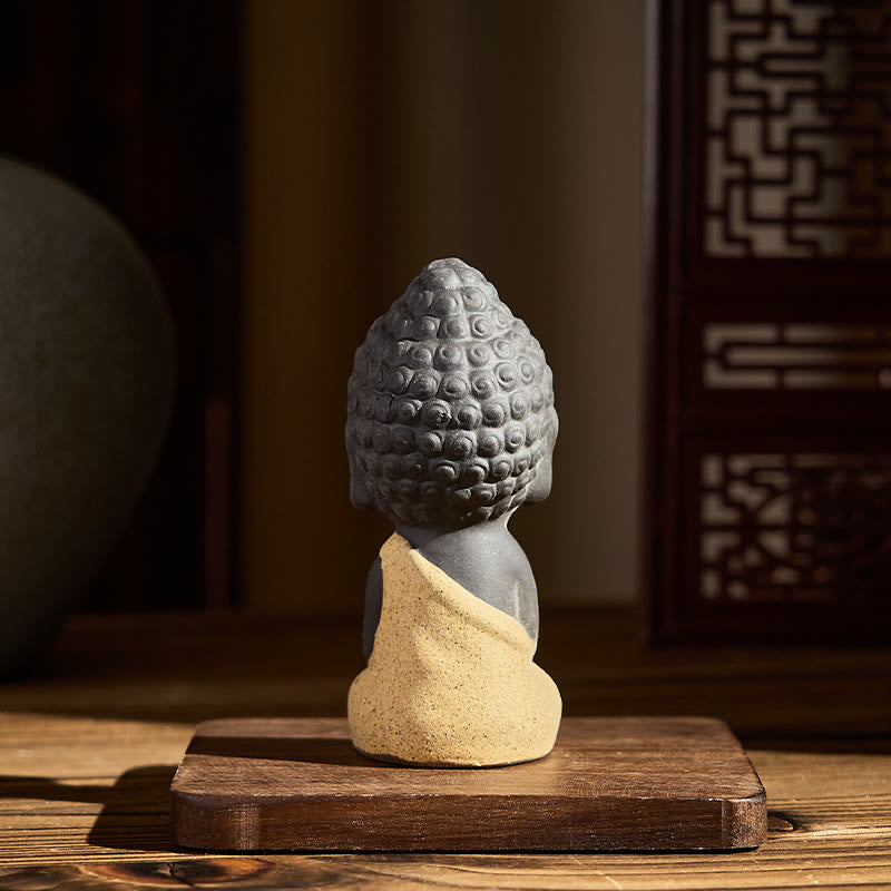 Buddha Stones Tathagata Buddha Symbol Design Purple Clay Serenity Desk Decoration
