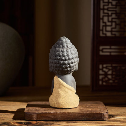 Buddha Stones Tathagata Buddha Symbol Design Purple Clay Serenity Desk Decoration