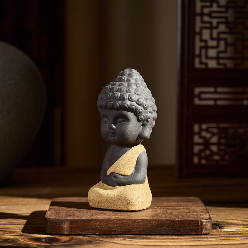 Buddha Stones Tathagata Buddha Symbol Design Purple Clay Serenity Desk Decoration