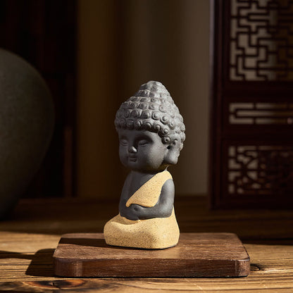 Buddha Stones Tathagata Buddha Symbol Design Purple Clay Serenity Desk Decoration