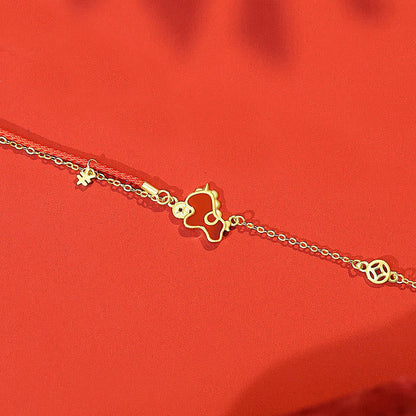 Buddha Stones 925 Sterling Silver Year Of The Horse Coin Charm Red Agate Blessing Necklace Pendant