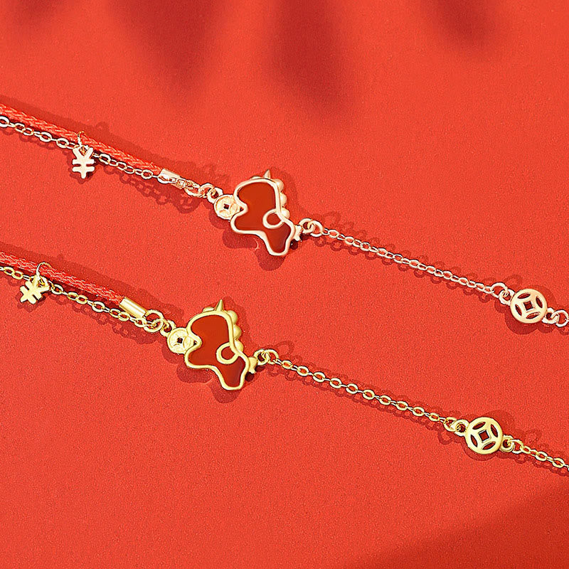 Buddha Stones 925 Sterling Silver Year Of The Horse Coin Charm Red Agate Blessing Necklace Pendant