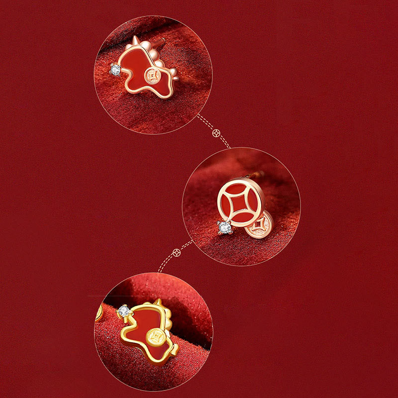 Buddha Stones 925 Sterling Silver Year Of The Horse Coin Charm Red Agate Blessing Necklace Pendant