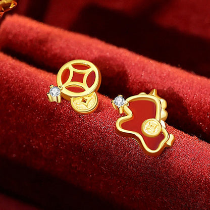 Buddha Stones 925 Sterling Silver Year Of The Horse Coin Charm Red Agate Blessing Necklace Pendant