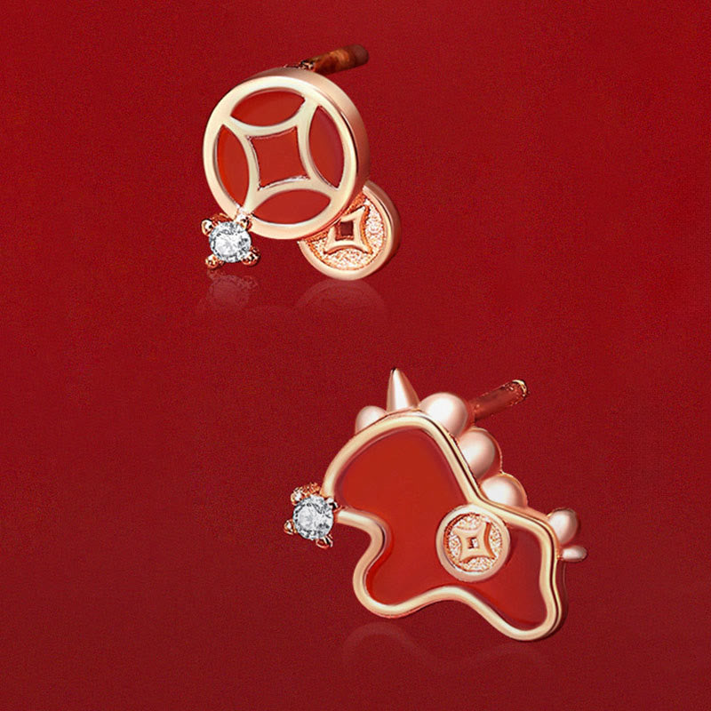 Buddha Stones 925 Sterling Silver Year Of The Horse Coin Charm Red Agate Blessing Necklace Pendant