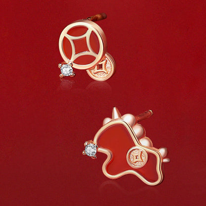 Buddha Stones 925 Sterling Silver Year Of The Horse Coin Charm Red Agate Blessing Necklace Pendant