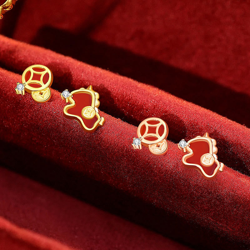 Buddha Stones 925 Sterling Silver Year Of The Horse Coin Charm Red Agate Blessing Necklace Pendant