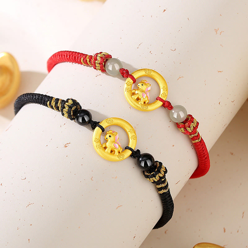 Buddha Stones 925 Sterling Silver Year Of The Horse Peace Buckle Balance String Couple Bracelet