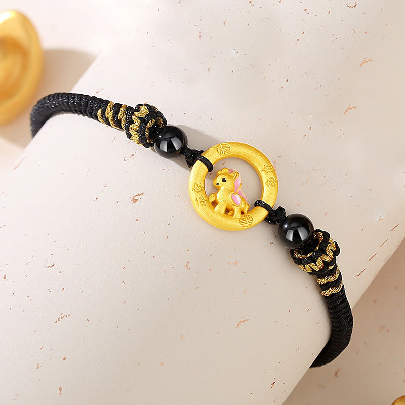 Buddha Stones 925 Sterling Silver Year Of The Horse Peace Buckle Balance String Couple Bracelet