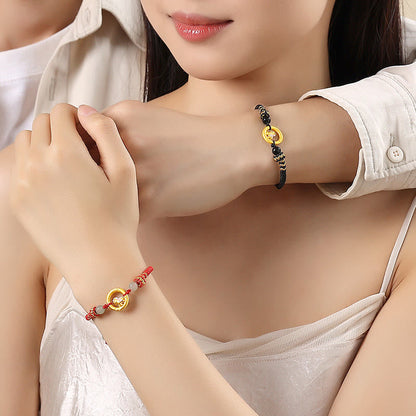 Buddha Stones 925 Sterling Silver Year Of The Horse Peace Buckle Balance String Couple Bracelet