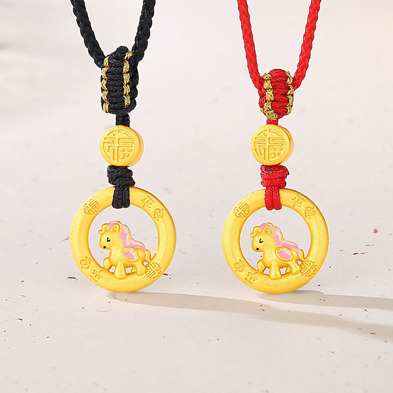 Buddha Stones 925 Sterling Silver Year Of The Horse Peace Buckle Balance String Couple Bracelet