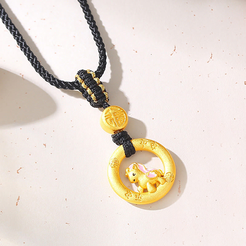 Buddha Stones 925 Sterling Silver Year Of The Horse Peace Buckle Balance String Couple Bracelet