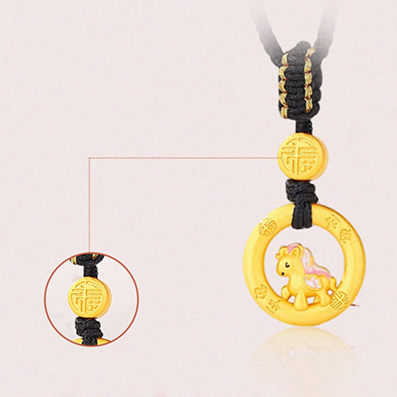 Buddha Stones 925 Sterling Silver Year Of The Horse Peace Buckle Balance String Couple Bracelet