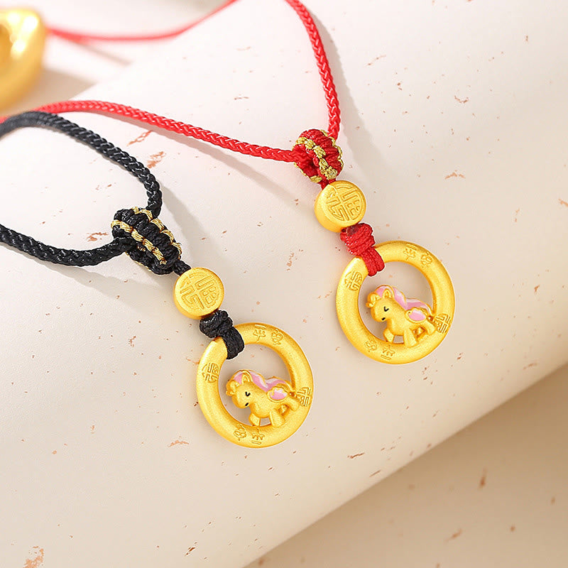 Buddha Stones 925 Sterling Silver Year Of The Horse Peace Buckle Balance String Couple Bracelet