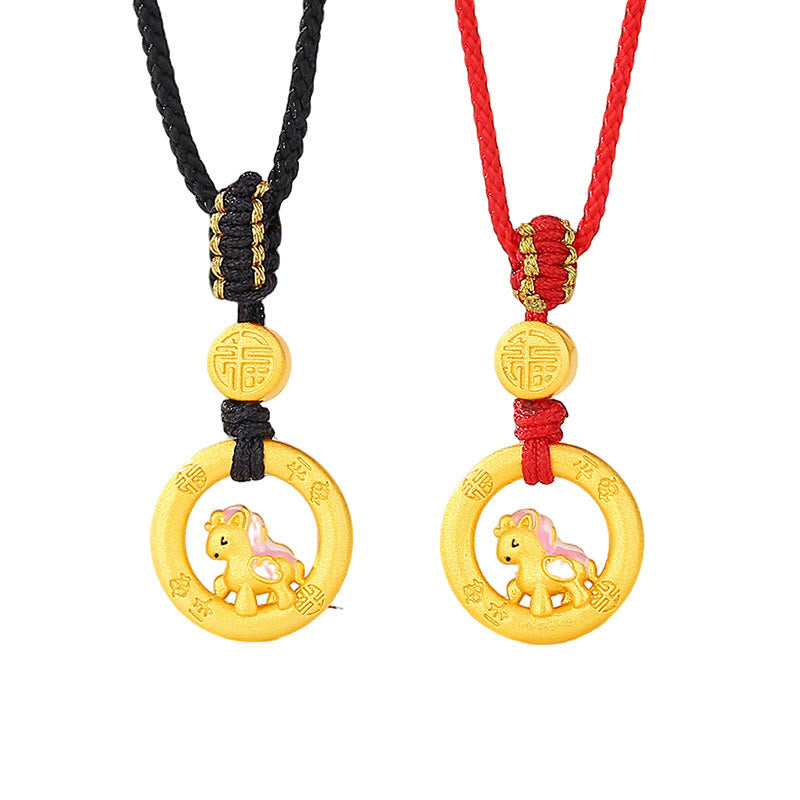 Buddha Stones 925 Sterling Silver Year Of The Horse Peace Buckle Balance String Couple Bracelet