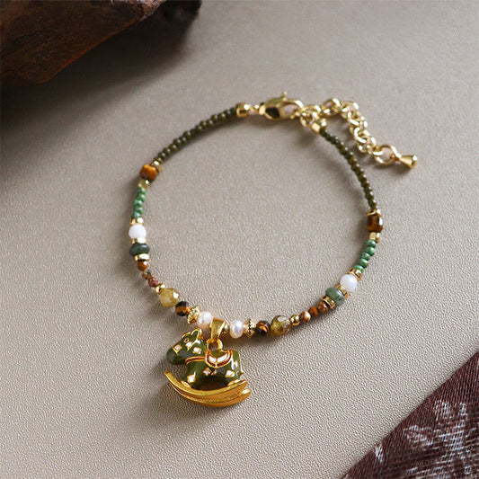 Buddha Stones Year Of The Horse Oil Dripping Copper Various Beeds Grace Bracelet