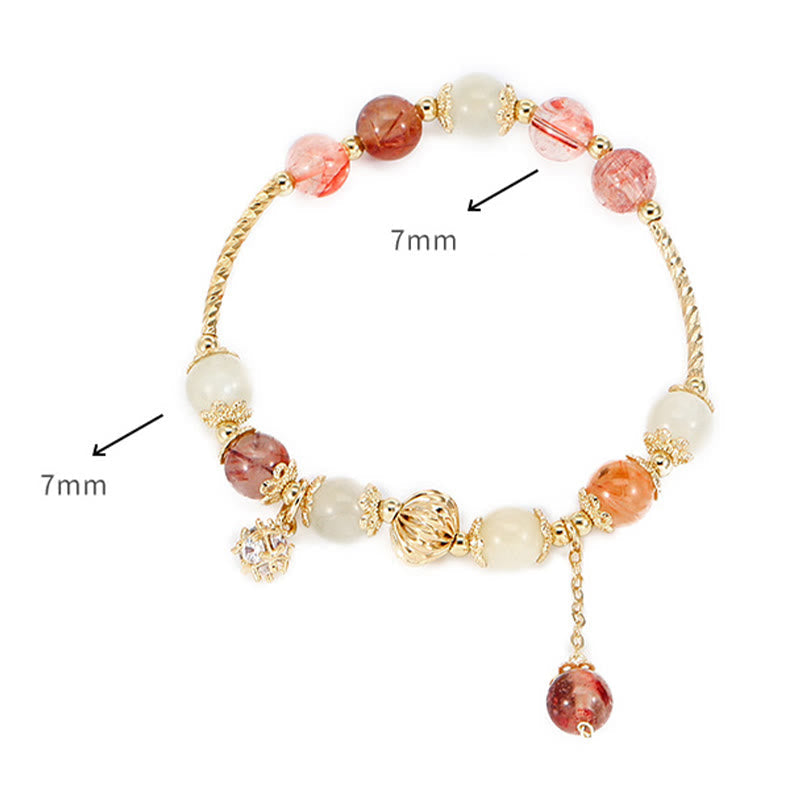 Buddha Stones Colorful Rutilated Quartz Cat Eye Zircon Auspiciousness Bead Bracelet