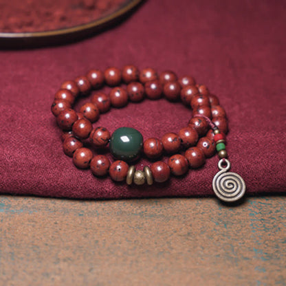 Buddha Stones Bodhi Seed Cyan Jade Copper Peace Luck Bracelet
