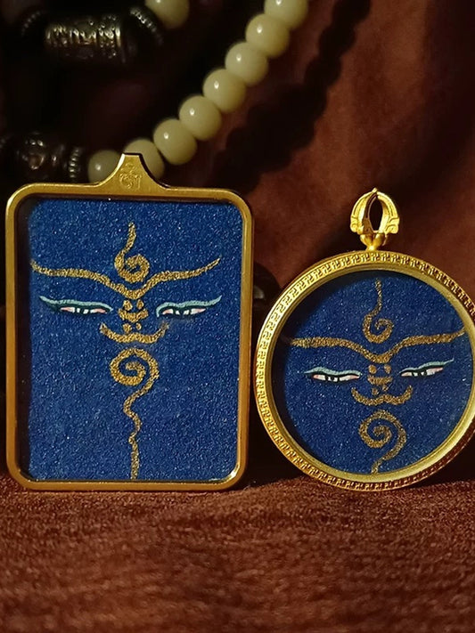 Tibetan Hand-Painted Thangka Pendant - Medicine Buddha Talisman