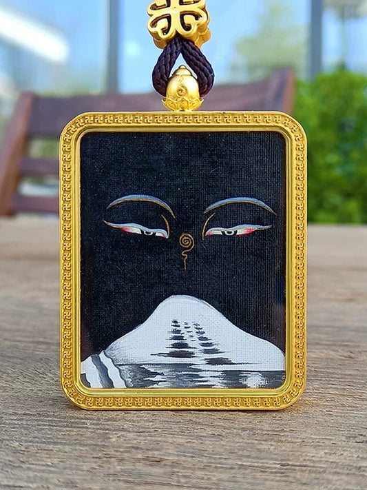 Hand-Painted Mount Kailash Thangka Gau Pendant
